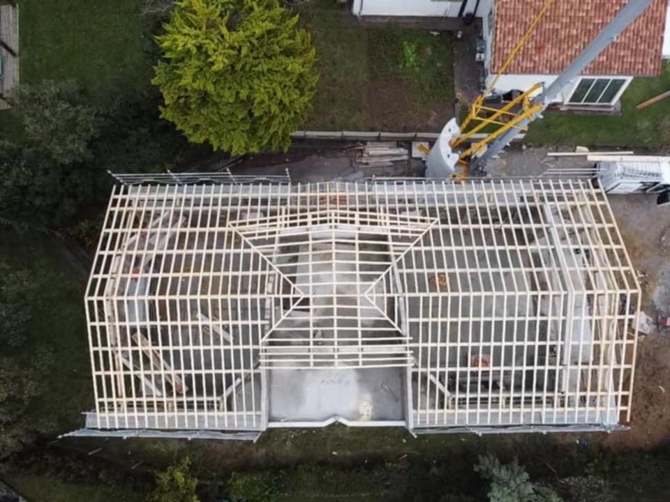 Charpente maison individuelle Bidart vue de dessus