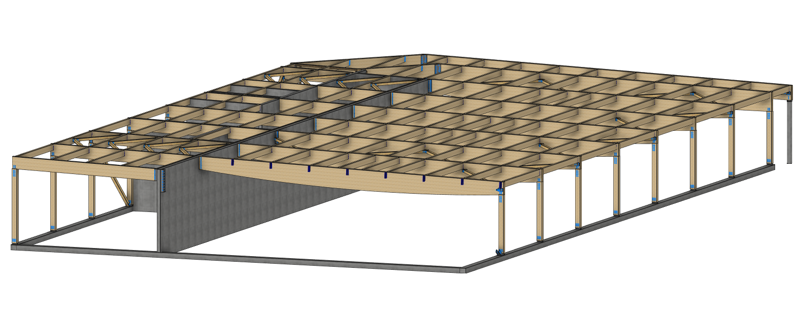 etude structure bois et métal. ferrures aude