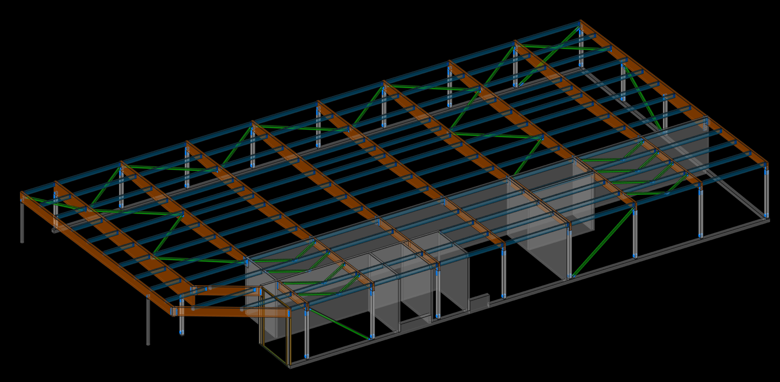 modèle filaire. calcul de structure bois. itech soft Acord bat