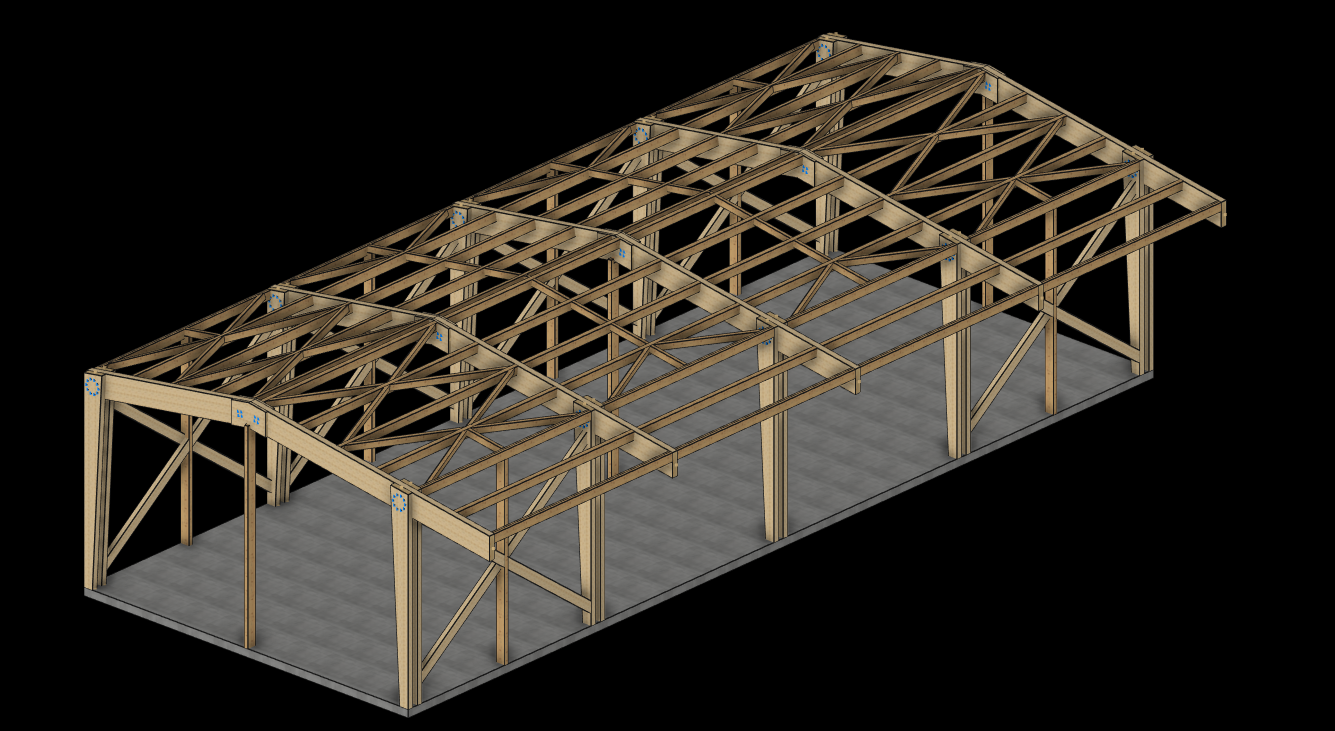 Plan charpente Barcus bâtiment agricole