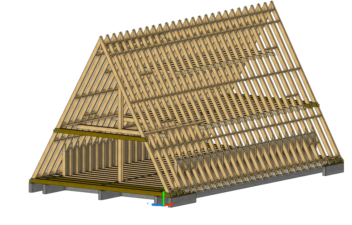 Etude structurelle charpente bois maison en A dans les Côtes d'Armor (22)